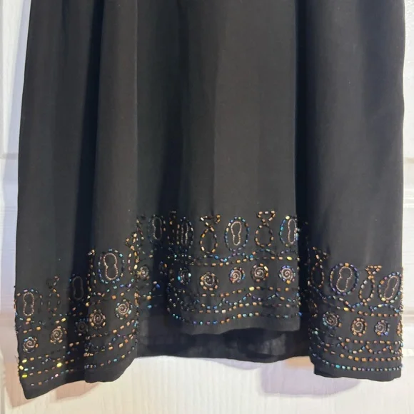 NWOT What Goes Around Comes Around Silk Beaded Embroidered Black Dress Medium - Picture 7 of 9